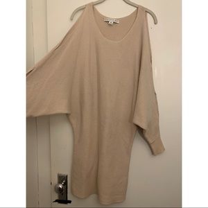 Hyfve brand cream cold shoulder sweater dress